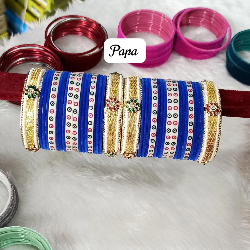 Pooja Bangles Gold Plated Velvet Bangle Set