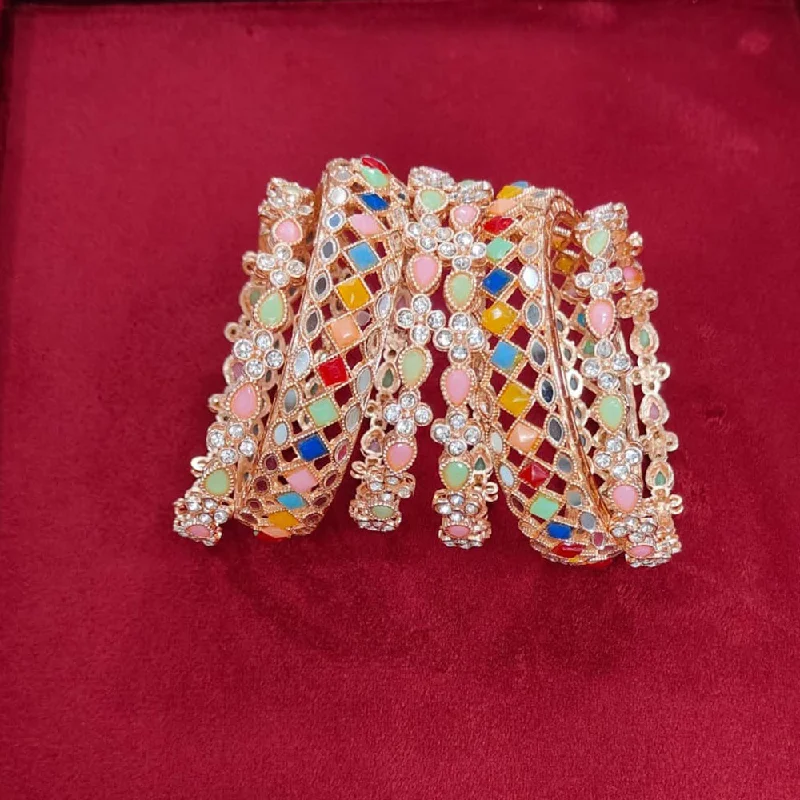 Buy More, Save More On Stunning Jewelry Pieces Pooja Bangles  Mirror And Pota Stone  Bangle Set