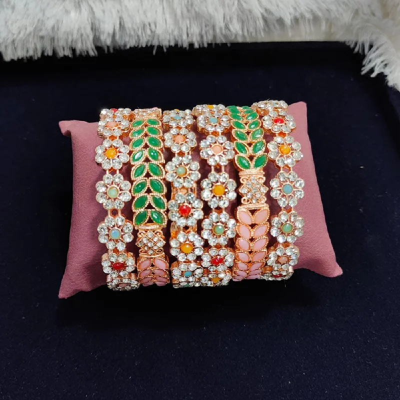 Pooja Bangles Rose Gold Plated Austrian Stone Bangles Set