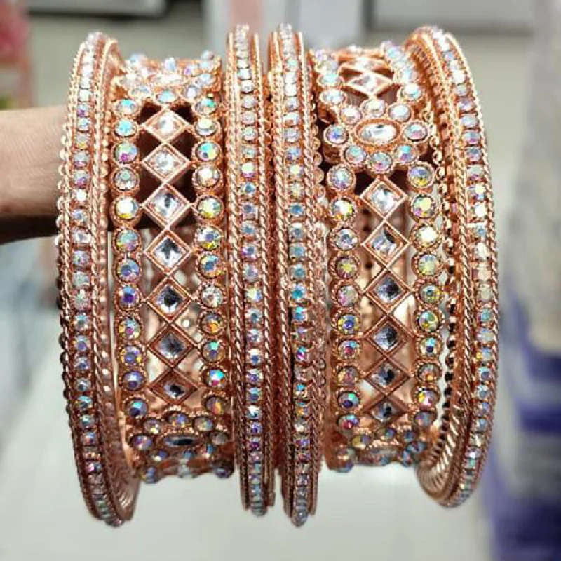 High-Quality Gemstone Jewelry For Special Occasions Pooja Bangles Rose Gold Plated Bangle Set High-Quality Gemstone Jewelry For Special Occasions Pooja Bangles Rose Gold Plated Bangle Set