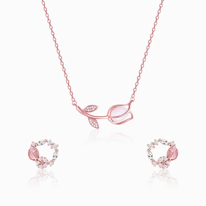 Customized Silver Jewelry For Unique Style Rose Gold Flower Basket Set