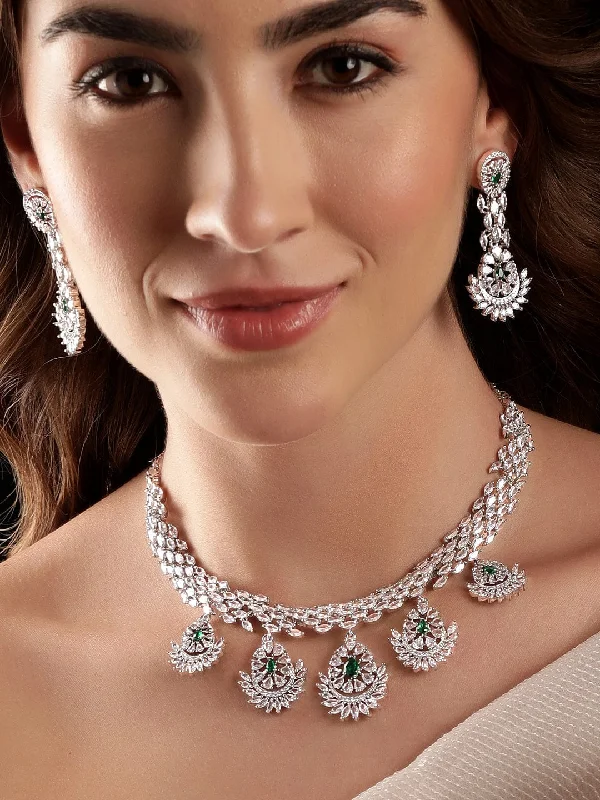 Luxury Meets Affordability – Jewelry Sale Live Now Rubans Rhodium-Plated CZ Stone- Studded Necklace Earrings Luxury Meets Affordability – Jewelry Sale Live Now Rubans Rhodium-Plated CZ Stone- Studded Necklace Earrings