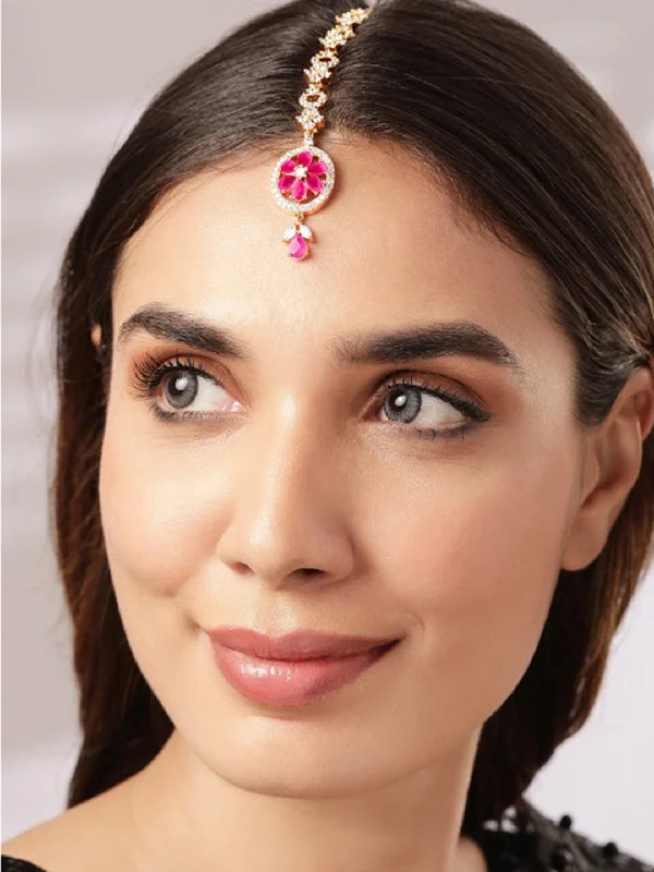 Best Jewelry Sale Prices – Limited-Time Offer Rubans Rose Gold Plated Zircon Stone Studded Mangtika Best Jewelry Sale Prices – Limited-Time Offer Rubans Rose Gold Plated Zircon Stone Studded Mangtika