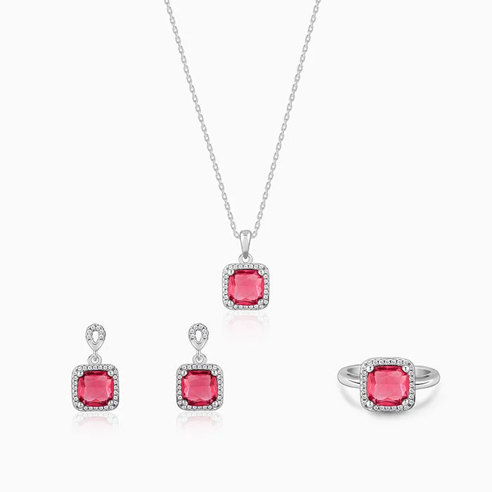 Discounted Luxury Jewelry – Shine Without The Splurge Silver Pink Square Set Of Three Discounted Luxury Jewelry – Shine Without The Splurge Silver Pink Square Set Of Three