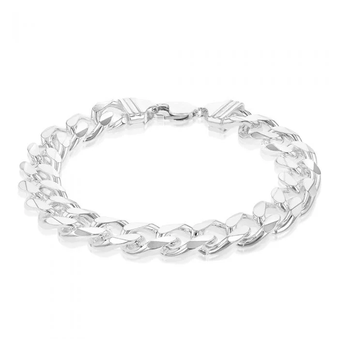 Shop Modern Jewelry Collections With Exclusive Discounts Sterling Silver Bevelled Curb 350 Gauge 24cm  Bracelet