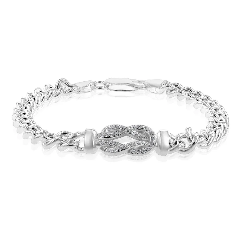 Your Dream Jewelry At Dream Prices – Shop Now Sterling Silver Cubic Zirconia On Knot Curb 19cm Bracelet Your Dream Jewelry At Dream Prices – Shop Now Sterling Silver Cubic Zirconia On Knot Curb 19cm Bracelet