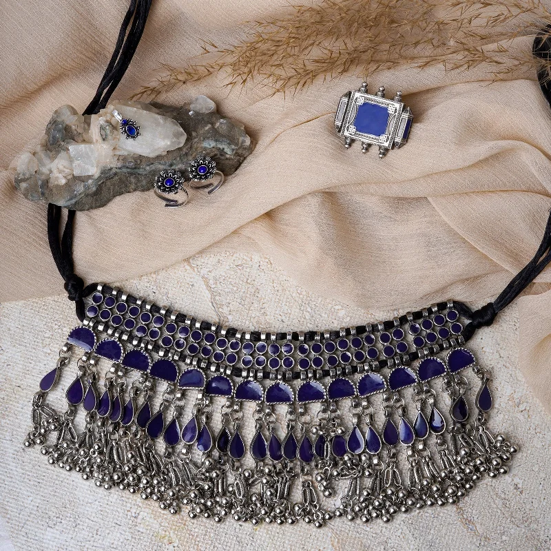 Stunning Jewelry At Even More Stunning Prices TEEJH AMUKHI BLUE SILVER OXIDISED JEWELRY GIFT SET Stunning Jewelry At Even More Stunning Prices TEEJH AMUKHI BLUE SILVER OXIDISED JEWELRY GIFT SET
