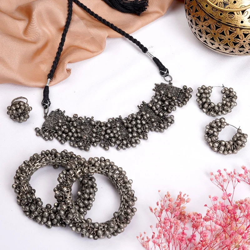 Fashion-Forward Jewelry At Incredible Prices Teejh Arvi Silver Oxidised Ghungroo Jewelry Gift Set Fashion-Forward Jewelry At Incredible Prices Teejh Arvi Silver Oxidised Ghungroo Jewelry Gift Set
