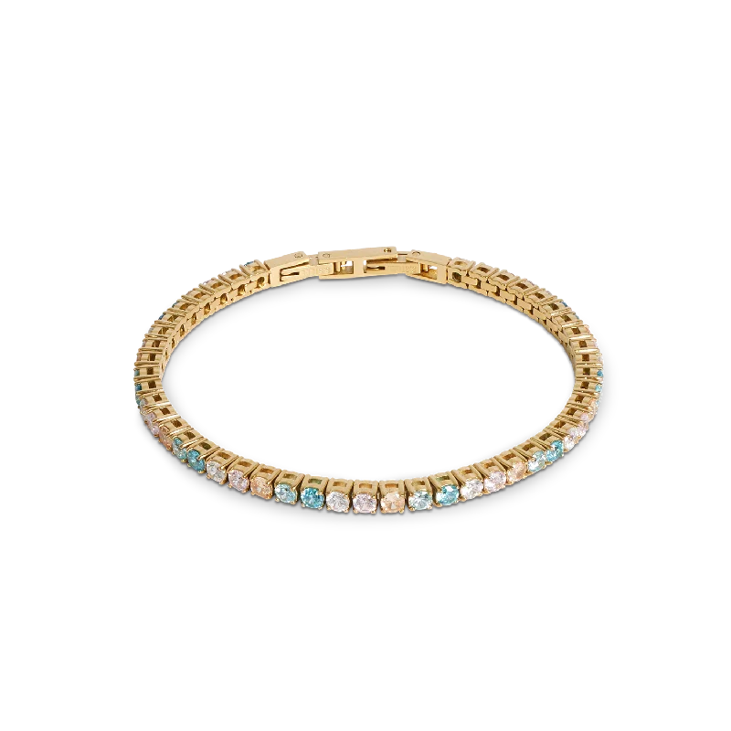Unique Jewelry Designs Now At Discounted Rates Tennis bracelet gold-multicolour pastel Unique Jewelry Designs Now At Discounted Rates Tennis bracelet gold-multicolour pastel