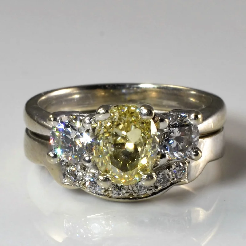 Limited-Stock Jewelry Sale – Once It's Gone, It's Gone Three Stone Yellow Oval Diamond Wedding Set | 1.37ctw | SZ 3.5 | Limited-Stock Jewelry Sale – Once It's Gone, It's Gone Three Stone Yellow Oval Diamond Wedding Set | 1.37ctw | SZ 3.5 |