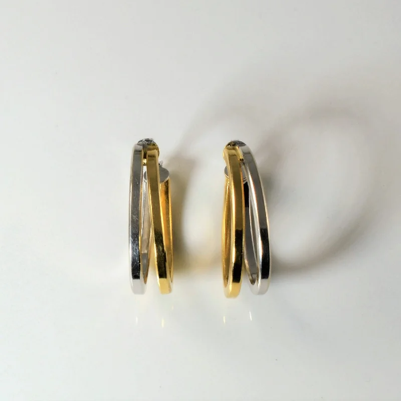 Two Tone Gold Hoop Earrings |