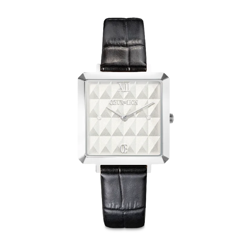 Unmissable Jewelry Clearance – Final Reductions Watch Iconic Cube Spikes Silver Bracelet Leather Black Unmissable Jewelry Clearance – Final Reductions Watch Iconic Cube Spikes Silver Bracelet Leather Black
