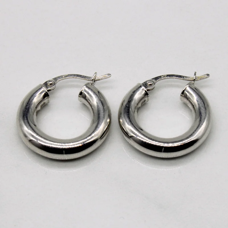 White Gold Hollow Hoop Earrings |