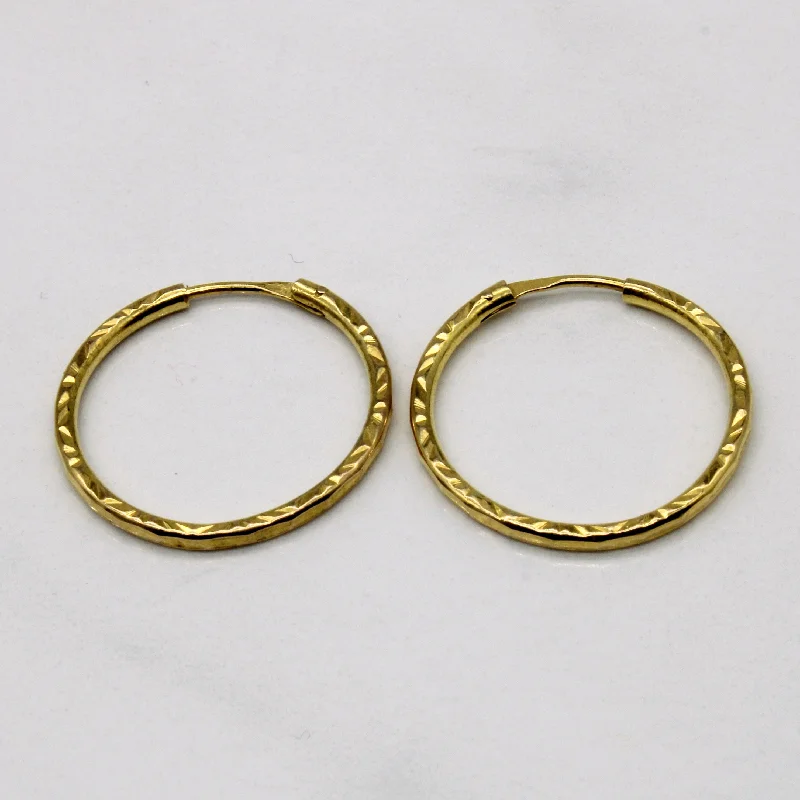 Patterned Yellow Gold Hoop Earrings |