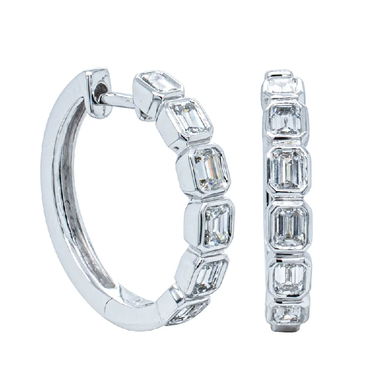 18ct White Gold 1.04ct Diamond Hoop Earrings